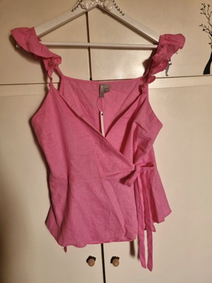 Asos wrap blouse new, size 42, linen with ruffles