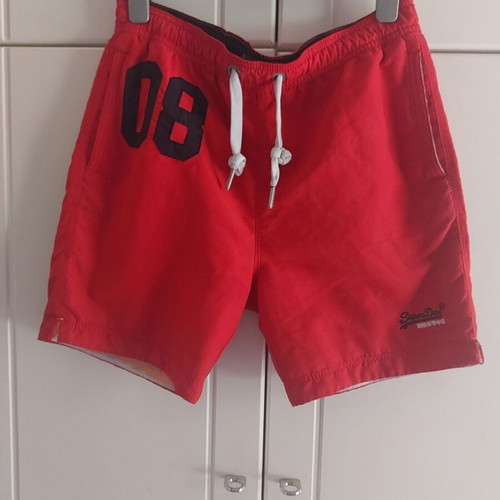 Superdry swim shorts size S like new, red, elastic waist