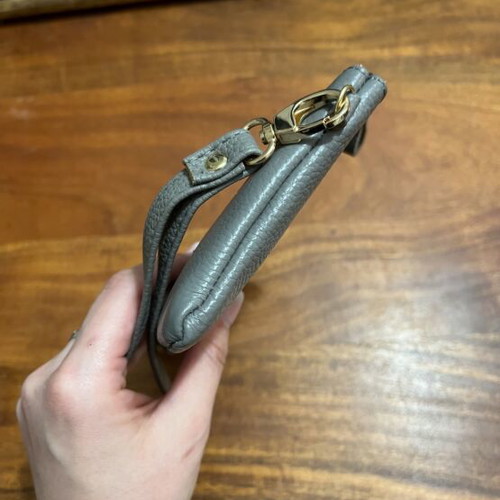 Gray leather pouch new