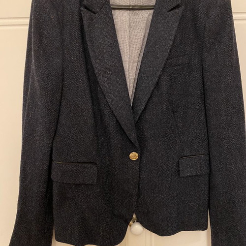 Zara jacket new, dark blue-gray with gold button and elbow design