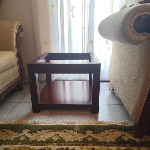 Coffee table used with missing glass top and minor scratches