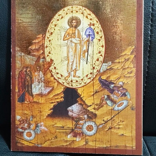 Icon of Christ's Resurrection like new, gilded, wood, 21x14 cm
