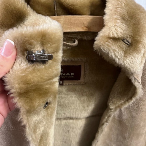 Naf Naf leather mouton coat used, size S, beige