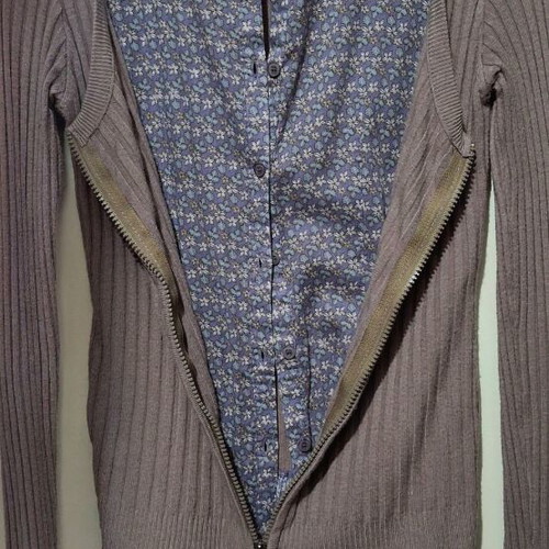 Jacket shirt used with floral shirt, double zipper, beige and turquoise