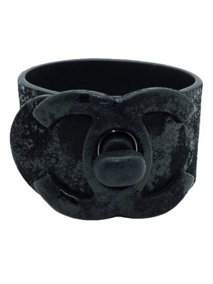 Chanel Turnlock Leather Band βραχιόλι καινούργιο, μαύρο και γκρι