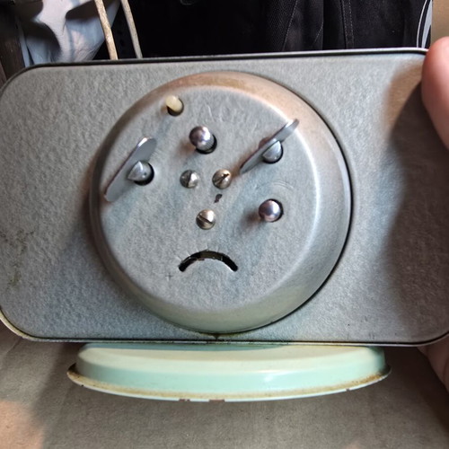 Five Rams vintage table clock, 1960s-70s, blue dial