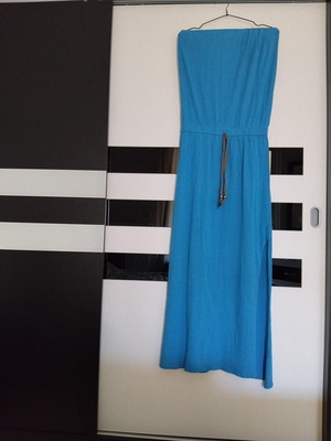 Musk strapless maxi dress, blue, size S