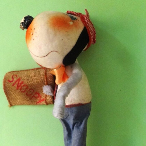 Vintage Snoopy Doll used, mixed materials and wood, 1970s