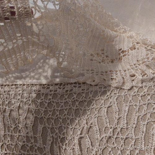 Silk Table Runner Soufli new with decorative gold stripes and lace