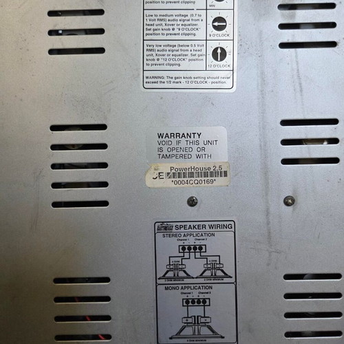 Car audio system used with Earthquake Powerhouse PH 2.5 amplifier and Bolt speakers