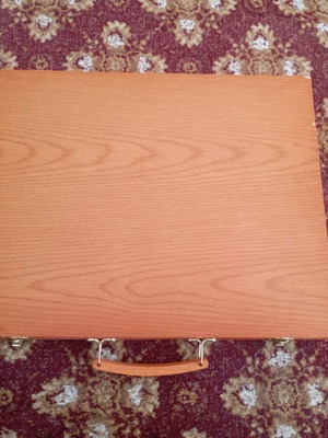 Wooden art case used, 123 painting supplies included