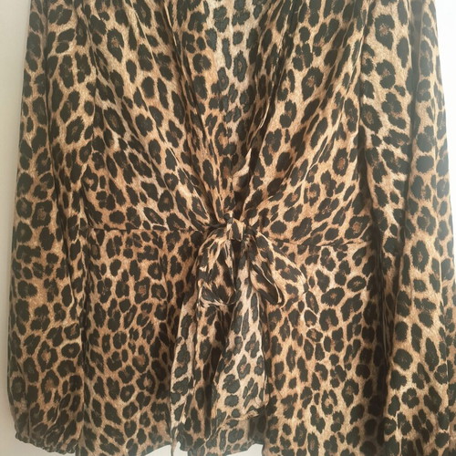 Shein animal print women's wrap top, black and brown