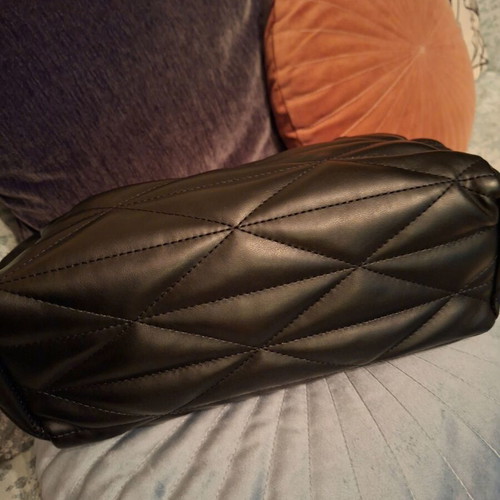 Stradivarius large quilted crossbody bag, black