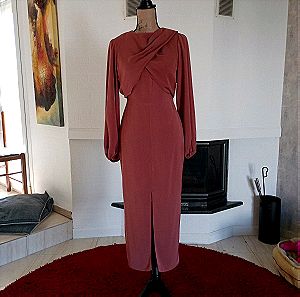 Midi επίσημο φόρεμα με μανίκια