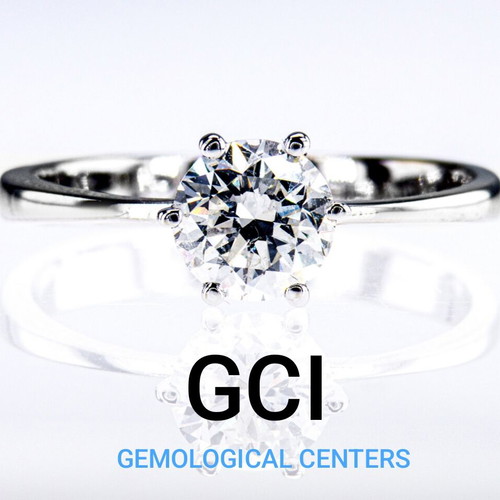 Diamond ring 1.02 ct D color, 585/14K white gold, new