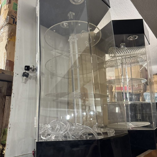 Rotating Plexiglass Display Cabinet 4 Levels used, with lock