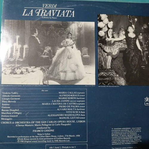 Maria Callas Verdi La Traviata double vinyl record, classical