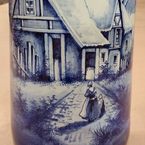 Porcelain pitcher Delft de Wasmuel used, hand-painted, Belgian