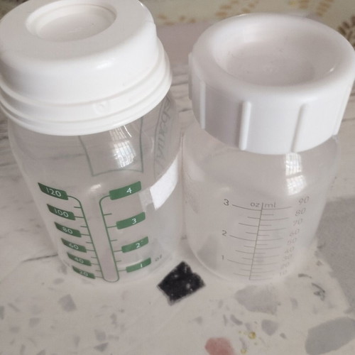 Milk collection bottles like new for breastfeeding and storage