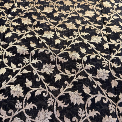 Black Silk Indian Saree Spiderweb Weave New