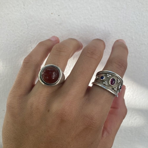 Vintage Atelier handmade 925 silver ring with natural carnelian
