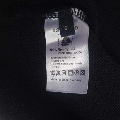 Mads Norgaard men's sweater new, 100% wool, size XS/S, black