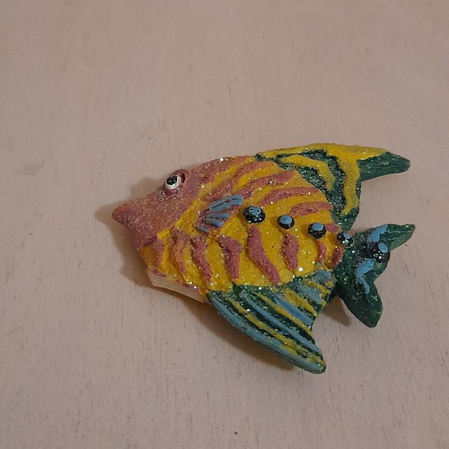 Fish magnet used, colorful with glitter