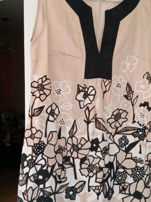 Promod dress M sleeveless summer like new, beige with black floral