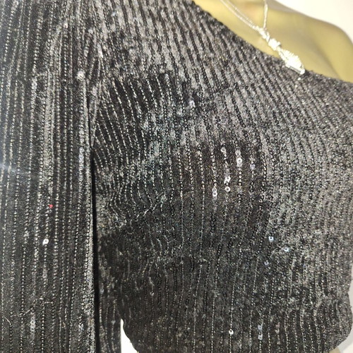 Lynne black velvet one shoulder crop sequin top size 40
