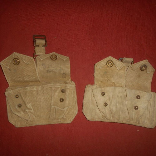 English Canvas Pouches for Lee-Enfield Cartridges used, set of 2, 1942 WWII