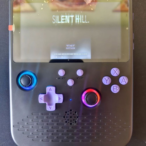 H5 Titan Console 5-inch screen, 22000 games, 34 emulators, black with purple buttons