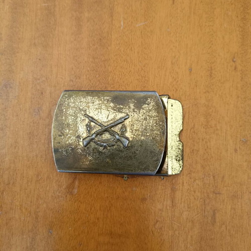 Metal belt buckle with military emblem used, vintage