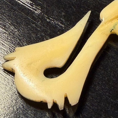 Maori Fish Hook Hei Matau handmade pendant with natural bone and leather cord like new