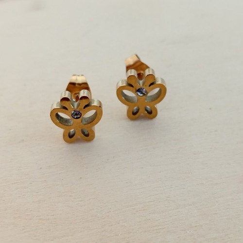 Butterfly stainless steel earrings new, gold tone