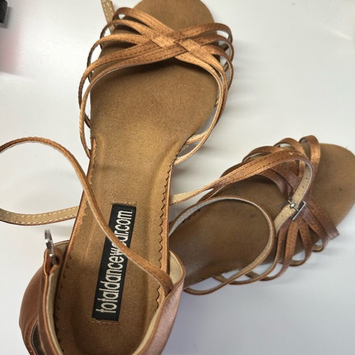Dance shoes leather like new, brown and gold, size 38