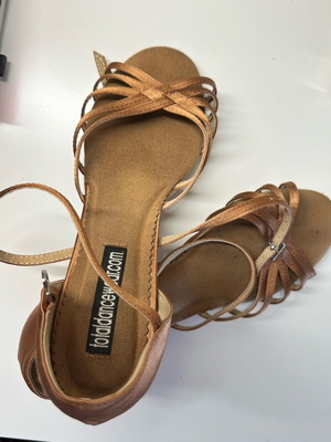 Dance shoes leather like new, brown and gold, size 38