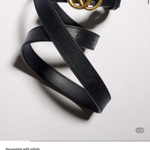 Gucci GG Marmont Thin Leather Belt size 75 like new, black and brass
