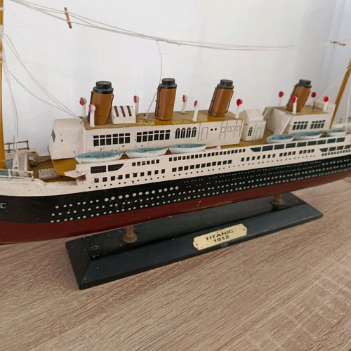 Large handmade wooden Titanic model used