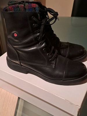 Leather branded ankle boots used, black, size 37