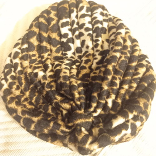 Turban new, pack of 2, light gray and leopard print