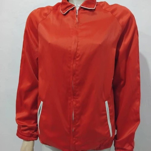 Vintage jacket 70s new, satin, Greek craftsmanship, red, size L