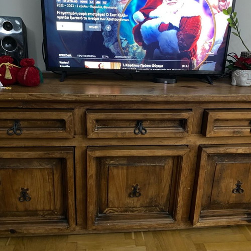 Wooden Mexican style furniture used with metal handles and 3 drawers