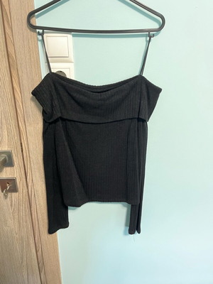 Strapless long-sleeve blouse Stradivarius like new, black, size M