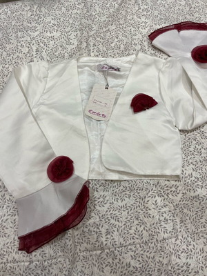 Bolero new for girls 9-10 years, white with red