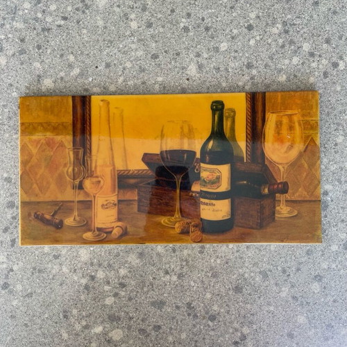 Ceramic tile with wine design