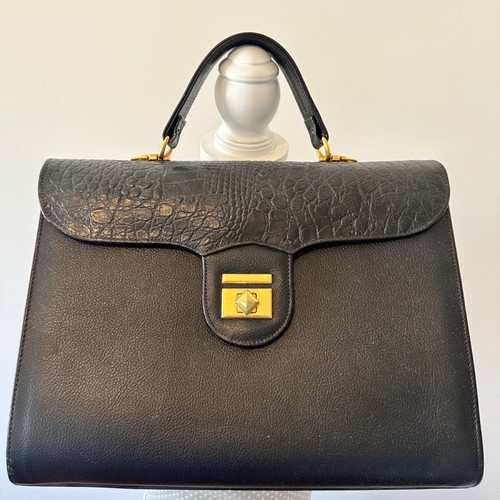 Theodoridis women's black vintage bag used with croco pattern