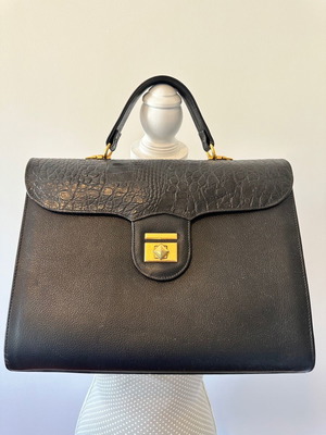 Theodoridis women's black vintage bag used with croco pattern