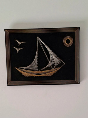 Βίντατζ String Art ιστιοφόρο χειροποίητο Κύπρος σαν καινούργιο