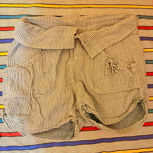 H&M striped high-waisted shorts used, turquoise cotton, size L 40 12