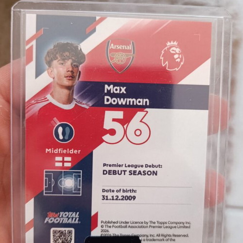 2025-26 Topps Total Football Max Dowman Arsenal RC Green Rainbow